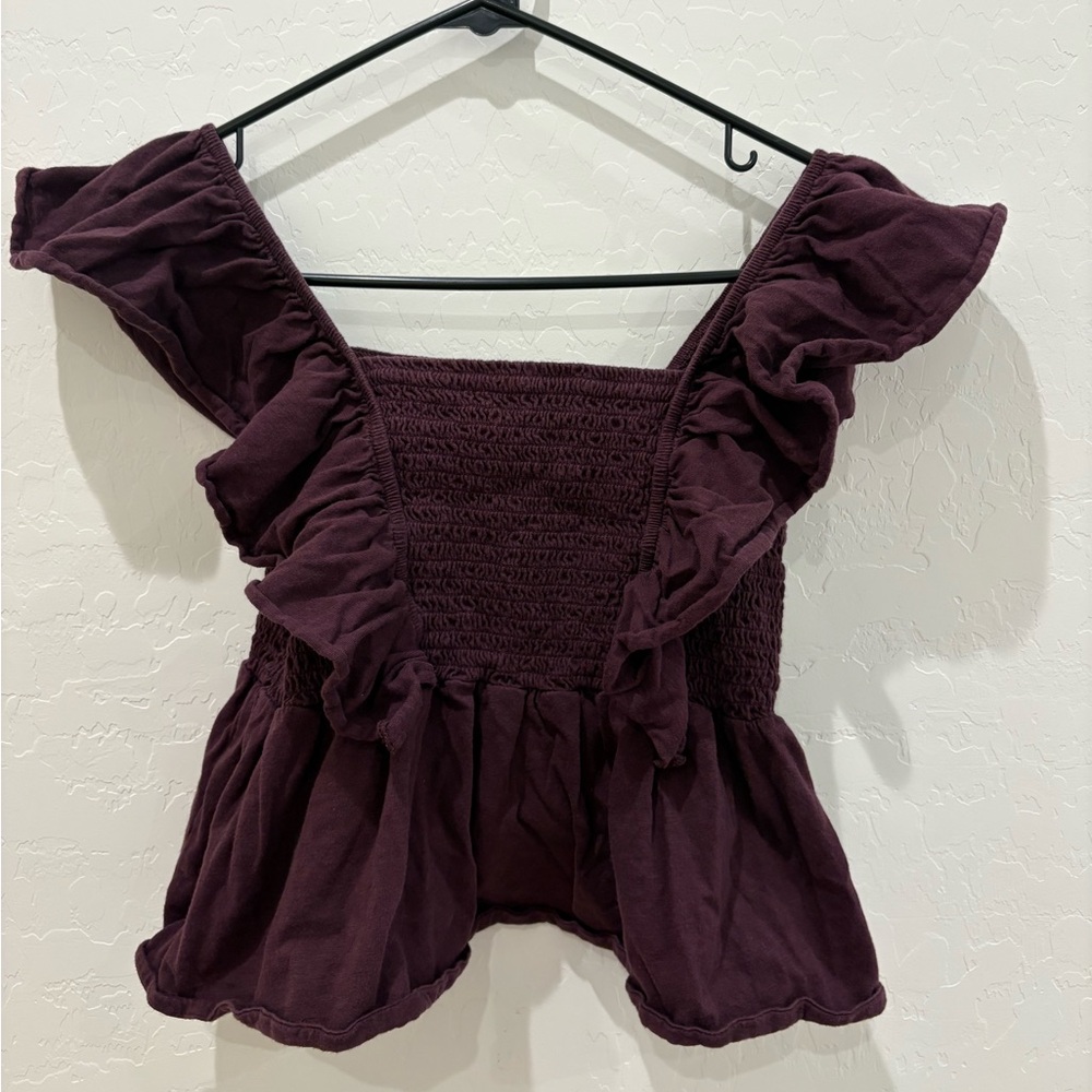American Eagle Women's Ruffle Smocked Peplum Top